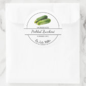 Eenvoudig zelfgemaakt ingelegde courgettetiket ronde sticker (Tas)