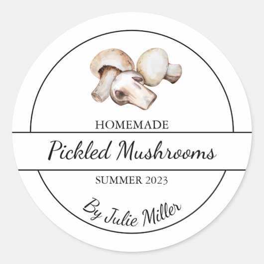 Eenvoudig zelfgemaakt ingelegde paddenstoelen Labe Ronde Sticker (Voorkant)