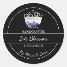 Eenvoudig zelfgemaakt iris bubble badlabel