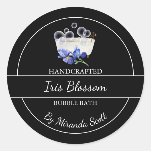 Eenvoudig zelfgemaakt iris bubble badlabel ronde sticker (Voorkant)