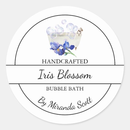 Eenvoudig zelfgemaakt iris bubble badlabel ronde sticker (Voorkant)