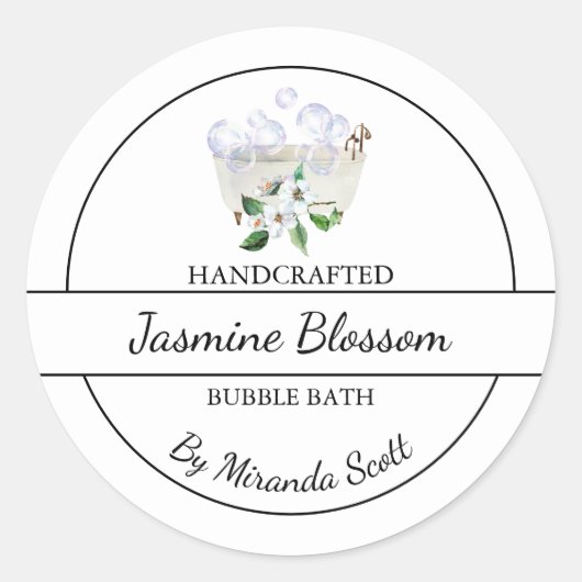 Eenvoudig zelfgemaakt Jasmine Bubble Bath Label (Voorkant)