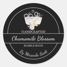 Eenvoudig zelfgemaakt kamille bubble badlabel ronde sticker