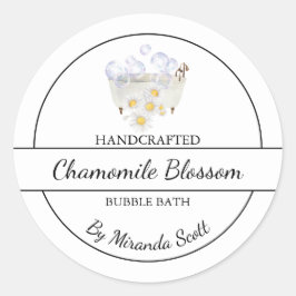 Eenvoudig zelfgemaakt kamille bubble badlabel ronde sticker