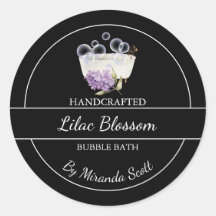 Eenvoudig zelfgemaakt Lila bubbelbadlabel