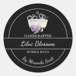 Eenvoudig zelfgemaakt Lila bubbelbadlabel Ronde Sticker