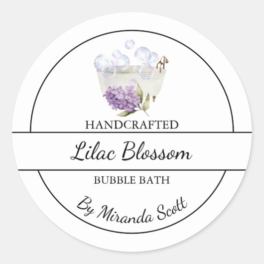 Eenvoudig zelfgemaakt Lila bubbelbadlabel Ronde Sticker (Voorkant)