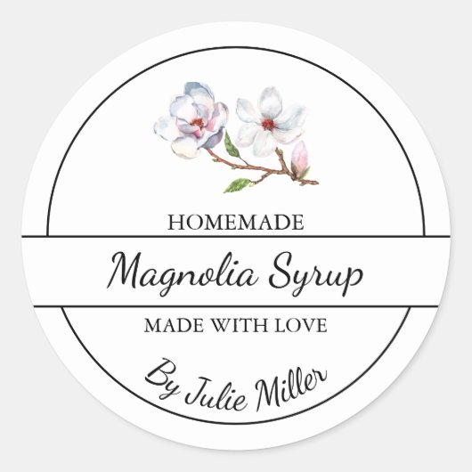 Eenvoudig zelfgemaakt Magnolia Syrup Label (Voorkant)