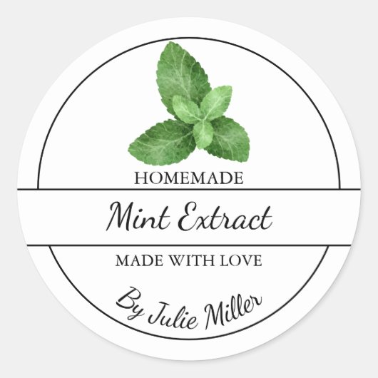 Eenvoudig zelfgemaakt mint extract label (Voorkant)