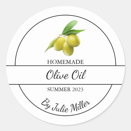 Eenvoudig zelfgemaakt olijfolielabel ronde sticker (Voorkant)