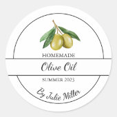 Eenvoudig zelfgemaakt olijfolielabel ronde sticker (Voorkant)