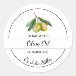 Eenvoudig zelfgemaakt olijfolielabel ronde sticker