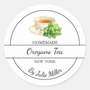 Eenvoudig zelfgemaakt oregano thee label