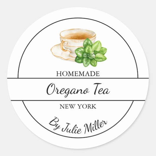 Eenvoudig zelfgemaakt oregano thee label (Voorkant)
