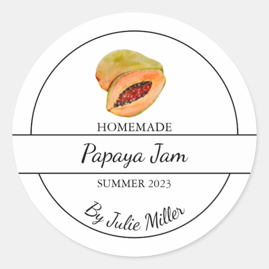 Eenvoudig Zelfgemaakt Papaya Jam Label (Voorkant)