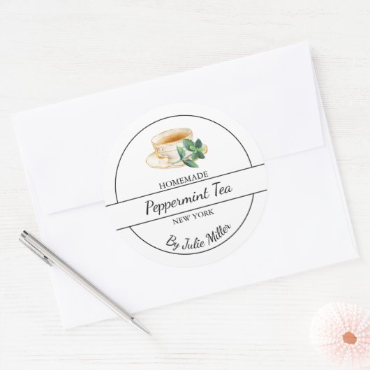 Eenvoudig zelfgemaakt pepermunt thee label (Envelop)