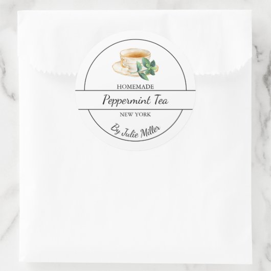 Eenvoudig zelfgemaakt pepermunt thee label (Tas)