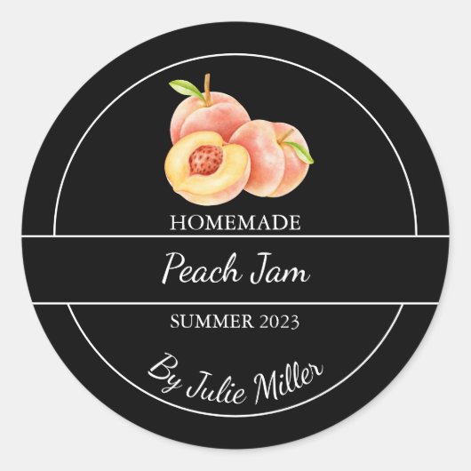 Eenvoudig zelfgemaakt perzik jam label (Voorkant)