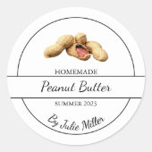 Eenvoudig zelfgemaakt pindakaasetiket ronde sticker (Voorkant)