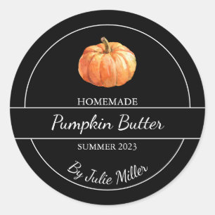 Eenvoudig zelfgemaakt pompoenboterlabel ronde sticker