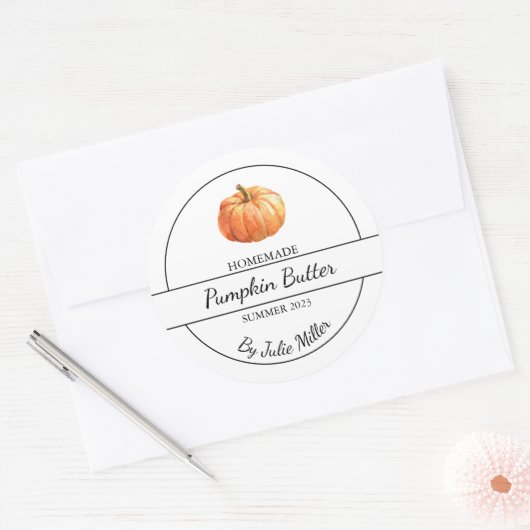 Eenvoudig zelfgemaakt pompoenboterlabel ronde sticker (Envelop)