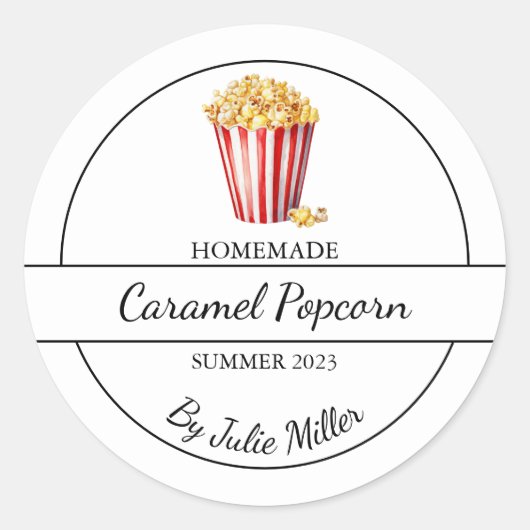 Eenvoudig zelfgemaakt popcornlabel ronde sticker (Voorkant)