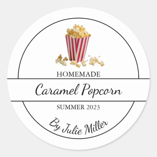 Eenvoudig zelfgemaakt popcornlabel ronde sticker (Voorkant)