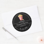 Eenvoudig zelfgemaakt popcornlabel | Zwart Ronde Sticker (Envelop)
