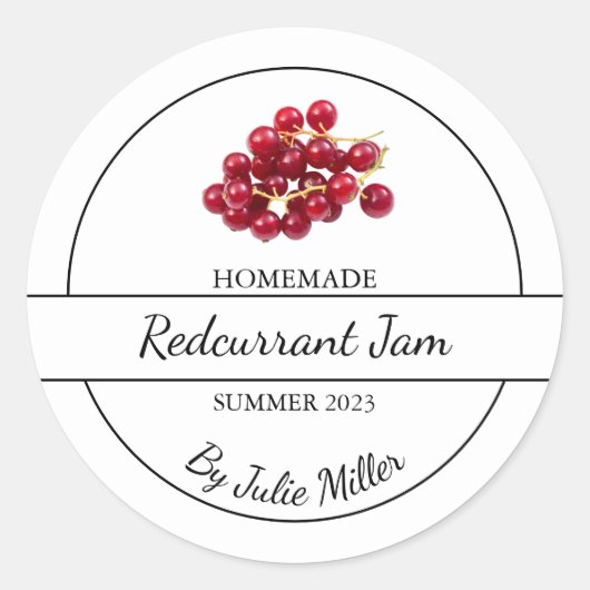 Eenvoudig zelfgemaakt Redcurrant Jam Label (Voorkant)
