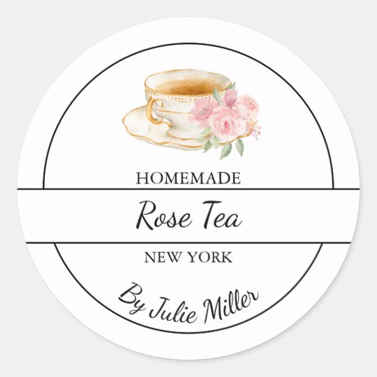 Eenvoudig zelfgemaakt Roos Tea Label (Voorkant)