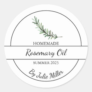 Eenvoudig zelfgemaakt Rozemarijn olielabel Ronde Sticker