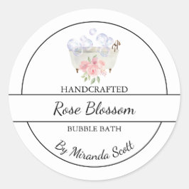 Eenvoudig zelfgemaakt Rozen bubbelbadlabel Ronde Sticker