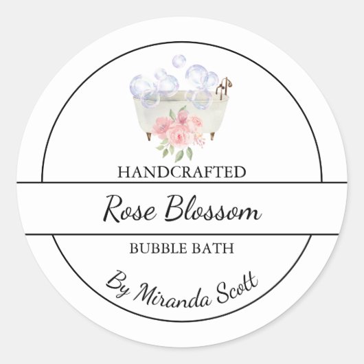 Eenvoudig zelfgemaakt Rozen bubbelbadlabel Ronde Sticker (Voorkant)