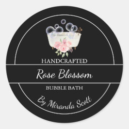 Eenvoudig zelfgemaakt Rozen bubbelbadlabel Ronde Sticker