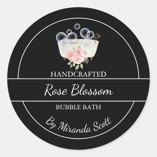 Eenvoudig zelfgemaakt Rozen bubbelbadlabel Ronde Sticker (Voorkant)