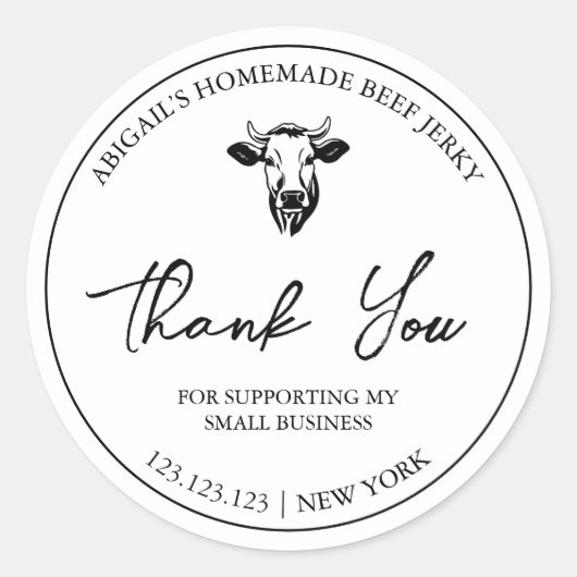 Eenvoudig zelfgemaakt rundvlees jerky dank je labe ronde sticker (Voorkant)