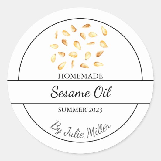 Eenvoudig zelfgemaakt sesamolie label (Voorkant)