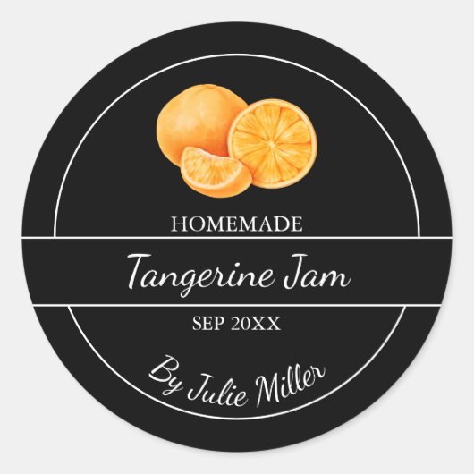 Eenvoudig zelfgemaakt Tangerine Jam Label | Zwart (Voorkant)
