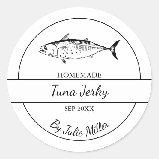 Eenvoudig Zelfgemaakt Tuna Jerky Label (Voorkant)