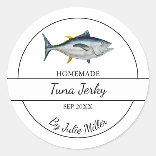 Eenvoudig Zelfgemaakt Tuna Jerky Label (Voorkant)