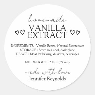 Eenvoudig zelfgemaakt vanille-extract met instruct ronde sticker