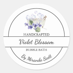 Eenvoudig zelfgemaakt Violet Bubble Bath Label