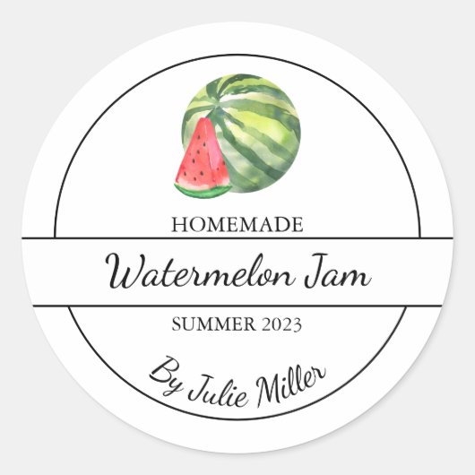 Eenvoudig Zelfgemaakt Watermeloen Jam Label (Voorkant)