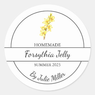 Eenvoudig Zelfgemaakte Forsythia Jamlabel Ronde Sticker