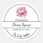 Eenvoudig zelfgemaakte pioenroos siroop label (Voorkant)