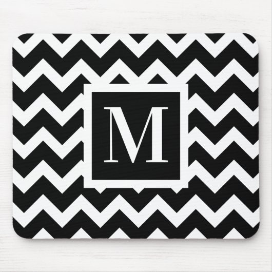 Eenvoudig Zigzag-monogram zwart en wit Muismat (Voorkant)