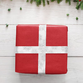 Eenvoudig Zilver Elegant Winter Sneeuwvlok Patroon Satijnen Lint