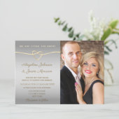 Eenvoudig Zilver en Gold Photo Wedding Kaart (Staand voorkant)