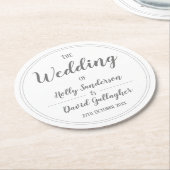 Eenvoudig zilver grijs en wit ontwerp ronde kartonnen onderzetter (Gebogen)