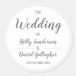 Eenvoudig zilver grijs & wit ontwerp ronde sticker